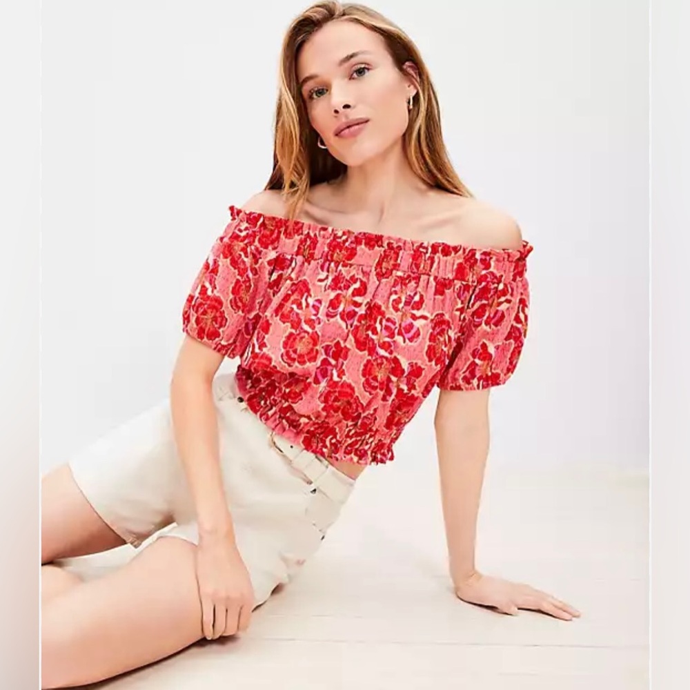Loft Off the Shoulder Crinkle Top